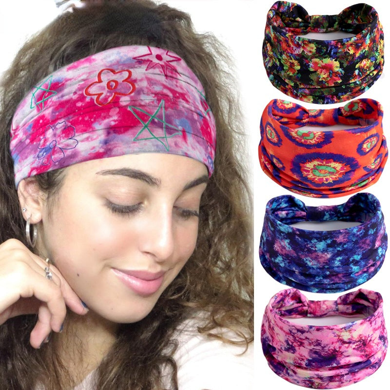 Wholesale Elastic Tie Dye Wide Trim Fabric Headband